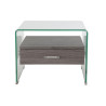 Mesita de Noche DKD Home Decor Gris Marrón oscuro Cristal Madera MDF