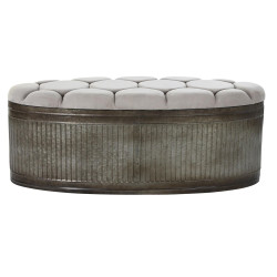 Banqueta DKD Home Decor  Beige Metal Poliéster Marrón oscuro (121 x
