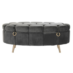 Banqueta DKD Home Decor  Gris Metal Poliéster (125 x 56 x 53 cm)