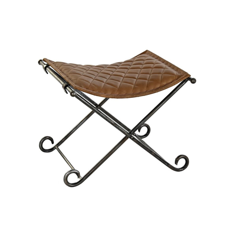 Butaca Pie de Cama DKD Home Decor Negro Metal Marrón Piel (53 x 45 x Butaca Pie de Cama DKD Home Decor Negro Metal Marrón Piel (53 x 45 x