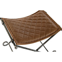 Butaca Pie de Cama DKD Home Decor Negro Metal Marrón Piel (53 x 45 x
