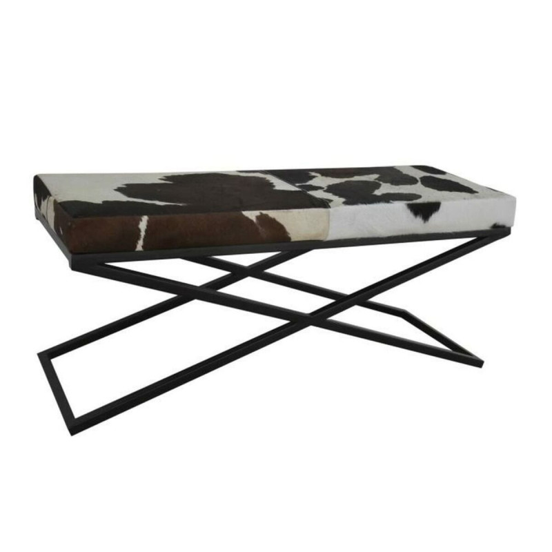 Butaca Pie de Cama DKD Home Decor Negro Beige Metal Marrón Piel Blanc Butaca Pie de Cama DKD Home Decor Negro Beige Metal Marrón Piel Blanc