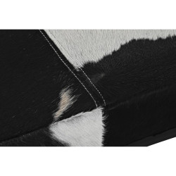 Butaca Pie de Cama DKD Home Decor Negro Beige Metal Marrón Piel Blanc