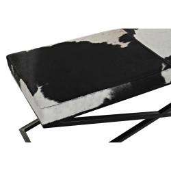 Butaca Pie de Cama DKD Home Decor Negro Beige Metal Marrón Piel Blanc