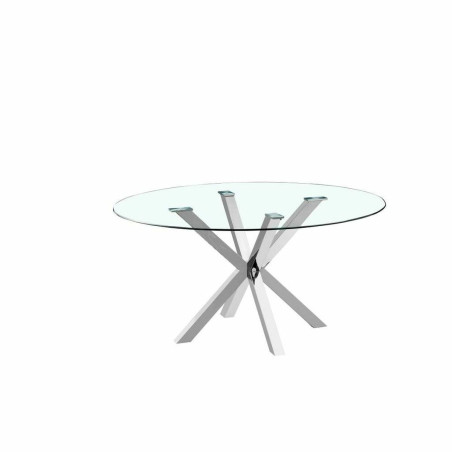 Mesa de Comedor DKD Home Decor 110 x 110 x 76 cm Cristal Plateado Acer