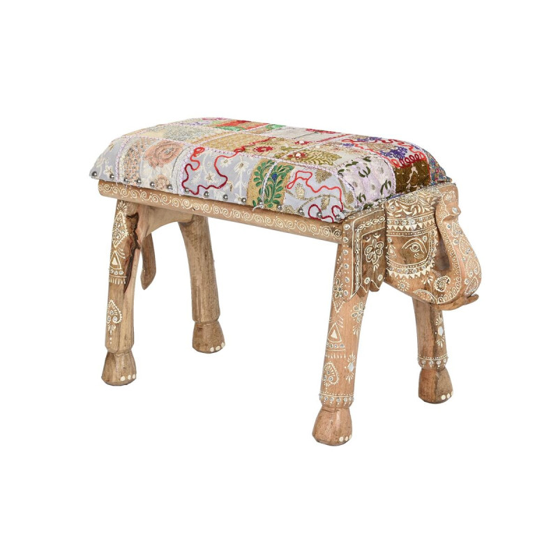 Banqueta DKD Home Decor Multicolor Poliéster Madera de mango 65 x 31, Banqueta DKD Home Decor Multicolor Poliéster Madera de mango 65 x 31,