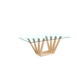 Mesa de Comedor DKD Home Decor Cristal Marrón Transparente nogal (200