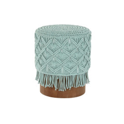Reposapiés DKD Home Decor Madera Marrón Algodón Menta (43 x 43 x 52