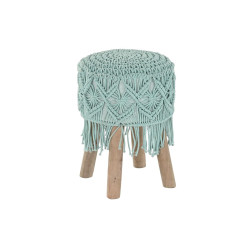 Reposapiés DKD Home Decor Madera Marrón Algodón Menta (30 x 30 x 45