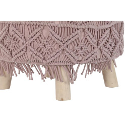 Reposapiés DKD Home Decor Natural Rosa claro Madera Boho Macramé 53
