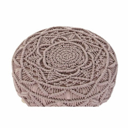 Reposapiés DKD Home Decor Natural Rosa claro Madera Boho Macramé 53