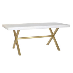 Mesa de Comedor DKD Home Decor Blanco Dorado Latón Madera de mango 18