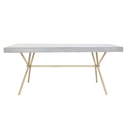Mesa de Comedor DKD Home Decor Gris Dorado Blanco Latón Madera de man