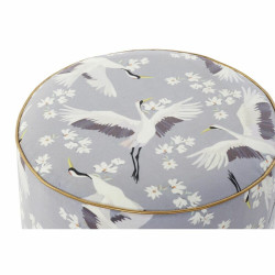 Reposapiés DKD Home Decor Azul Blanco Verde Madera Terciopelo Pájaro
