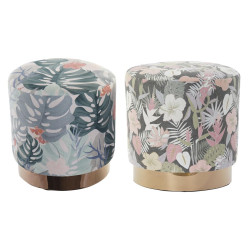 Reposapiés DKD Home Decor Multicolor Madera Metal Tropical 35 x 35 x