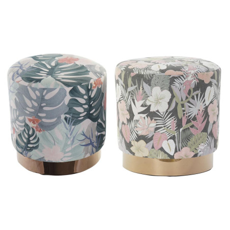 Reposapiés DKD Home Decor Multicolor Madera Metal Tropical 35 x 35 x
