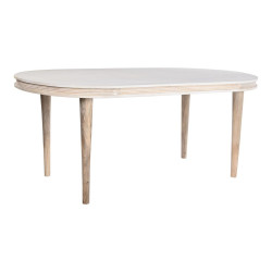 Mesa de Comedor DKD Home Decor Blanco Dorado Latón Madera de mango 18