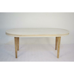 Mesa de Comedor DKD Home Decor Blanco Dorado Latón Madera de mango 18