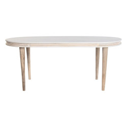 Mesa de Comedor DKD Home Decor Blanco Dorado Latón Madera de mango 18