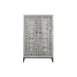 Armario DKD Home Decor Gris Blanco Madera de mango (90 x 38 x 150 cm)