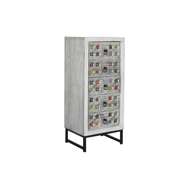 Cajonera DKD Home Decor Blanco Gris Cerámica Madera de mango Indio 45 Cajonera DKD Home Decor Blanco Gris Cerámica Madera de mango Indio 45