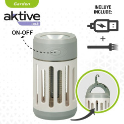 Lámpara Antimosquitos Recargable con LED 2 en 1 Aktive 7 x 13 x 7 cm