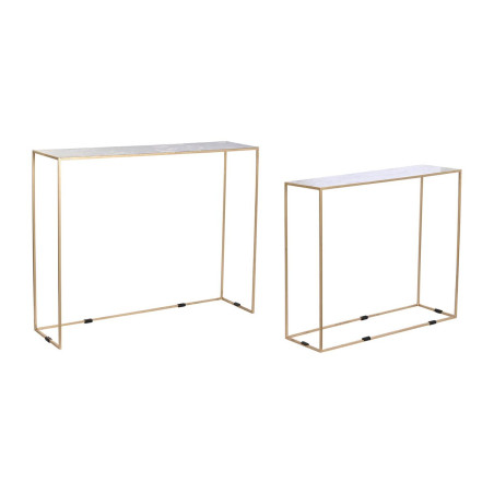 Juego de 2 mesas DKD Home Decor Blanco Negro Dorado 100 x 28 x 80 cm