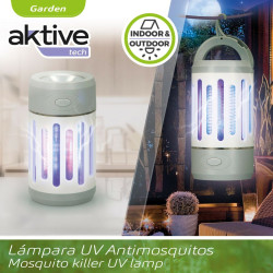 Lámpara Antimosquitos Recargable con LED 2 en 1 Aktive 7 x 13 x 7 cm