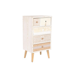 Cajonera DKD Home Decor Abeto Natural Algodón Blanco (48 x 35 x 89 cm