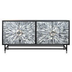 Aparador DKD Home Decor 160 x 40 x 80 cm Negro Gris Blanco Hueso Resin
