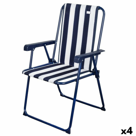 Silla Plegable Aktive A rayas Blanco Azul marino 43 x 85 x 47 cm (4 Un