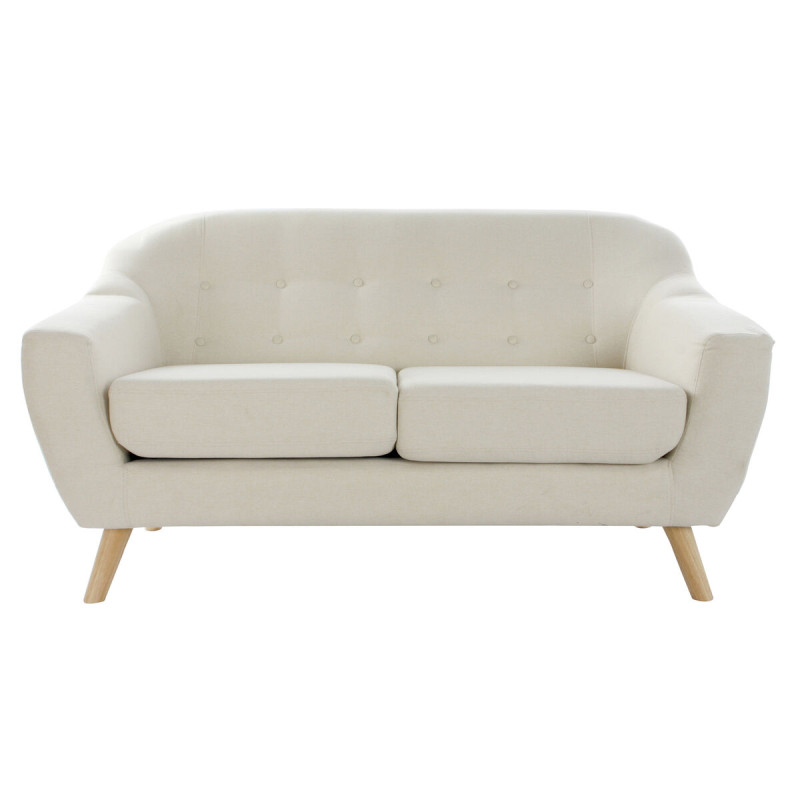 Sofá de 2 Plazas DKD Home Decor Crema Natural Madera de caucho Plást Sofá de 2 Plazas DKD Home Decor Crema Natural Madera de caucho Plást