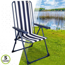 Silla Plegable Aktive A rayas Blanco Azul marino 46 x 101 x 59 cm (4 U