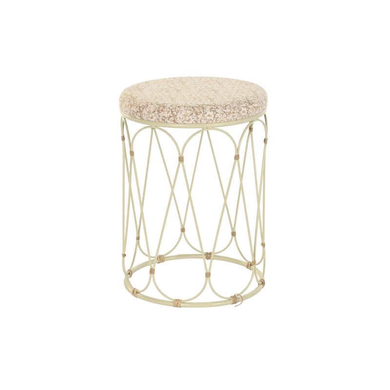 Mesa auxiliar DKD Home Decor Natural Metal Crema Ratán (35 x 35 x 49