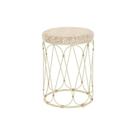 Mesa auxiliar DKD Home Decor Natural Metal Crema Ratán (35 x 35 x 49