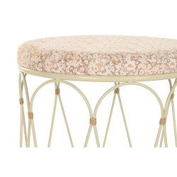 Mesa auxiliar DKD Home Decor Natural Metal Crema Ratán (35 x 35 x 49