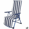 Tumbona Aktive Blanco Azul marino Reclinable A rayas 147 x 70 x 48 cm
