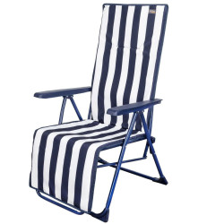 Tumbona Aktive Blanco Azul marino Reclinable A rayas 147 x 70 x 48 cm