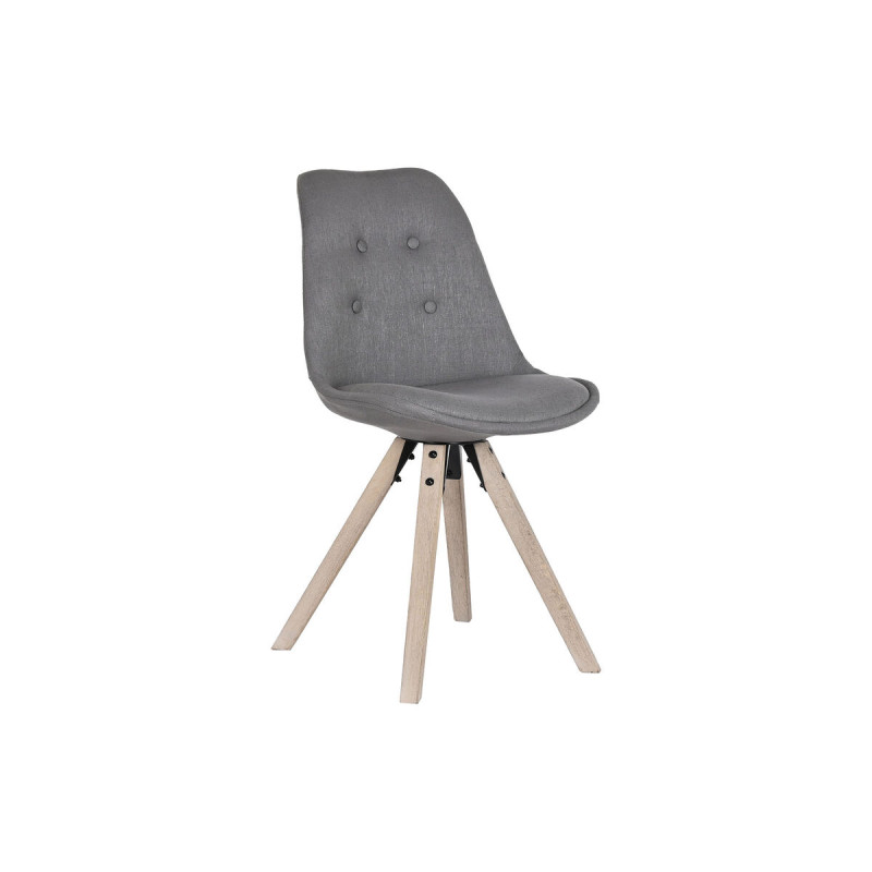 Silla de Comedor DKD Home Decor Poliéster Gris oscuro Roble (48 x 44
