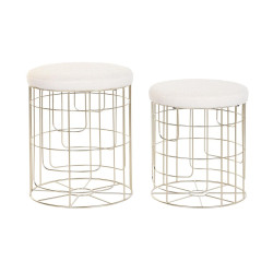 Reposapiés DKD Home Decor Beige Dorado Metal Poliéster Blanco Modern