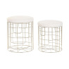 Reposapiés DKD Home Decor Beige Dorado Metal Poliéster Blanco Modern
