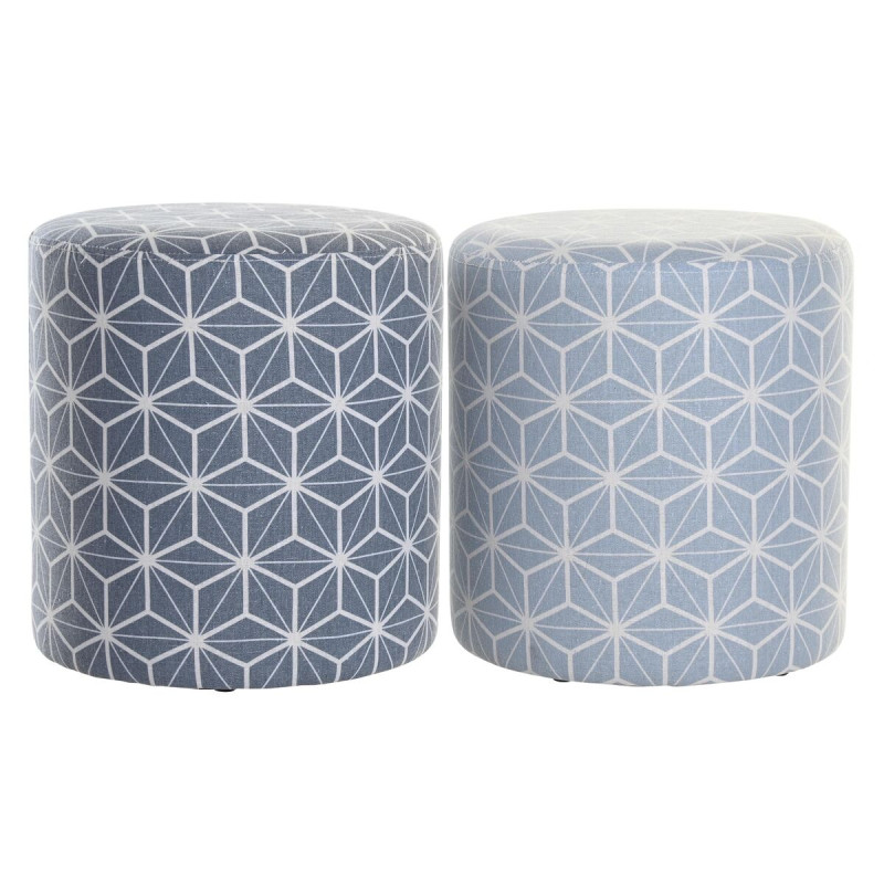 Reposapiés DKD Home Decor 31 x 31 x 33 cm Azul Azul cielo Pino Geomé Reposapiés DKD Home Decor 31 x 31 x 33 cm Azul Azul cielo Pino Geomé