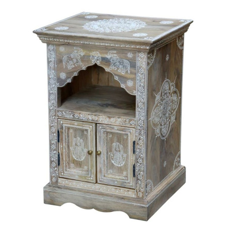 Mesita de Noche DKD Home Decor Natural Madera de mango Madera MDF 48 x