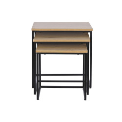 Juego de 3 mesas DKD Home Decor Negro Metal 45 x 45 x 45 cm Madera MDF