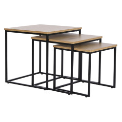 Juego de 3 mesas DKD Home Decor Negro Metal 45 x 45 x 45 cm Madera MDF