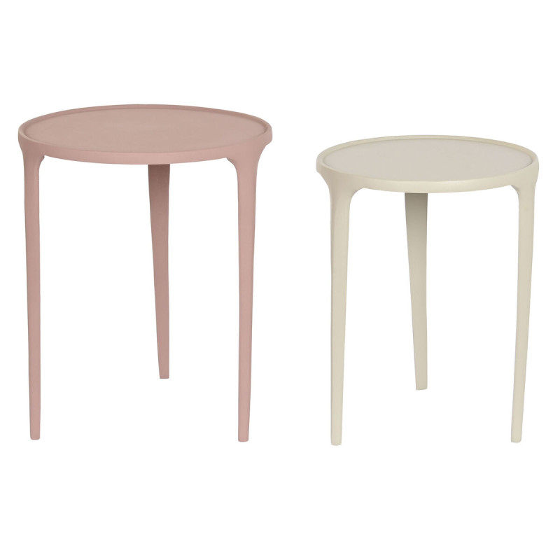 Juego de 2 mesas DKD Home Decor Beige Rosa 40 x 40 x 50 cm Juego de 2 mesas DKD Home Decor Beige Rosa 40 x 40 x 50 cm