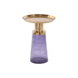 Mesa auxiliar DKD Home Decor 37 x 37 x 50 cm Cristal Azul Dorado Hierr