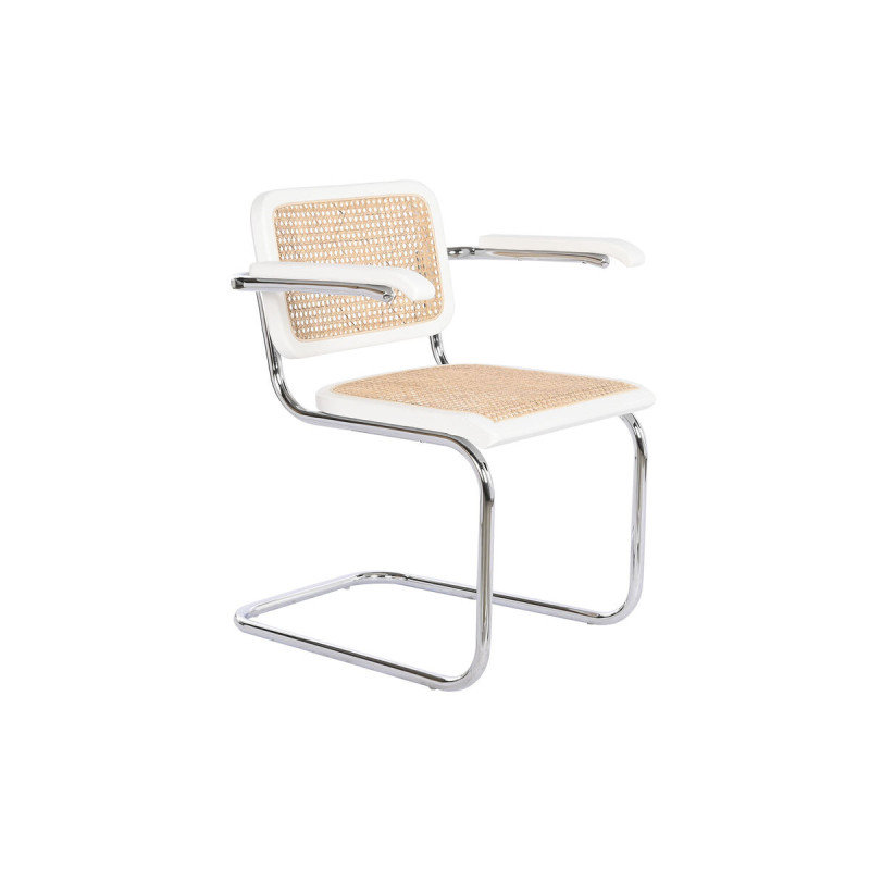 Silla de suelo DKD Home Decor Blanco Plateado Natural 65,5 x 62 x 79 c