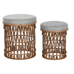 Reposapiés DKD Home Decor 40 x 40 x 48 cm Gris Marrón Bambú Tropica