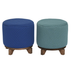 Reposapiés DKD Home Decor Madera 30 x 30 x 30 cm Verde Azul marino (2
